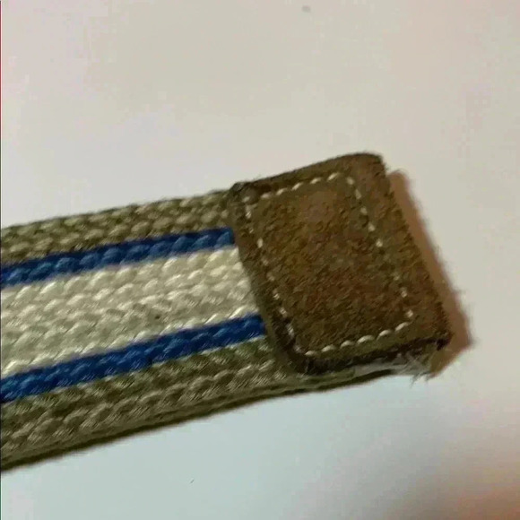 NWOT Multicolor Striped Canvas Belt w Leather Accents and Silver Buckle - Picture 7 of 10